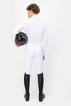 Back of white Men's Freejump Breeches with silicone “Griptec” technology on inside leg.