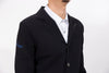 Close up of Black Men's Freejump Show Jacket to show collar and dragonfly emblem on right shoulder