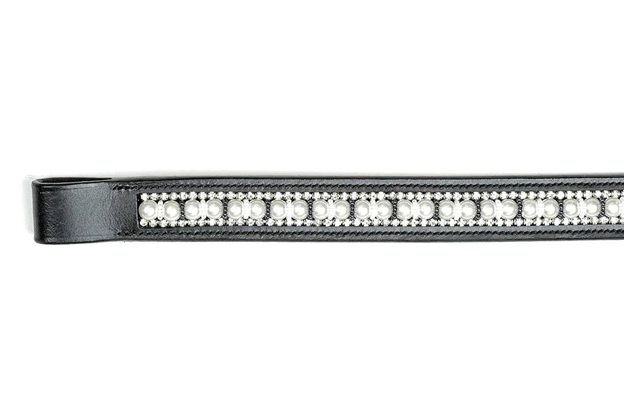 The Grewal Equestrian PEARL BEADED DRESSAGE CRYSTAL BROWBAND