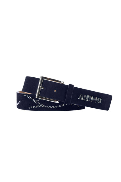 Navy Belt with Rhinestone detailing throughout and Rhinestone ANIMO lettering.