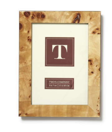 Two's Company Burled Wood 5" x 7" Photo Frame in Gift Box