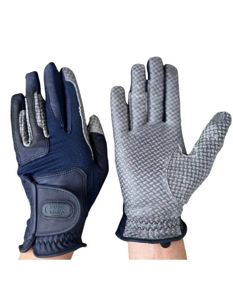 Correct Connect™ - Coppertech™️ Oil-Tac ™️ Leather Premium Riding Riding Glove - Navy - Exceptional Equestrian