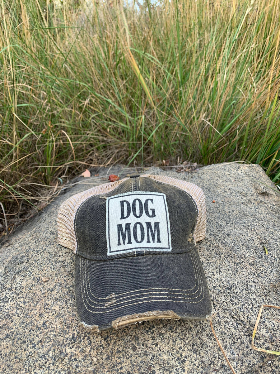 Vintage Life - Dog Mom Distressed Trucker Hat Baseball Cap