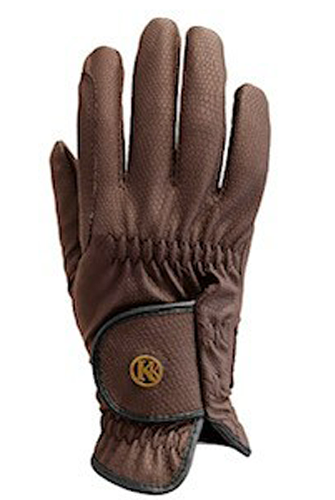 Brown Synthetic Leather Show Glove w/ Kunkle emblem. 