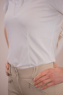 Penelope - Short Sleeve Las Honey Show Polo Shirt - White