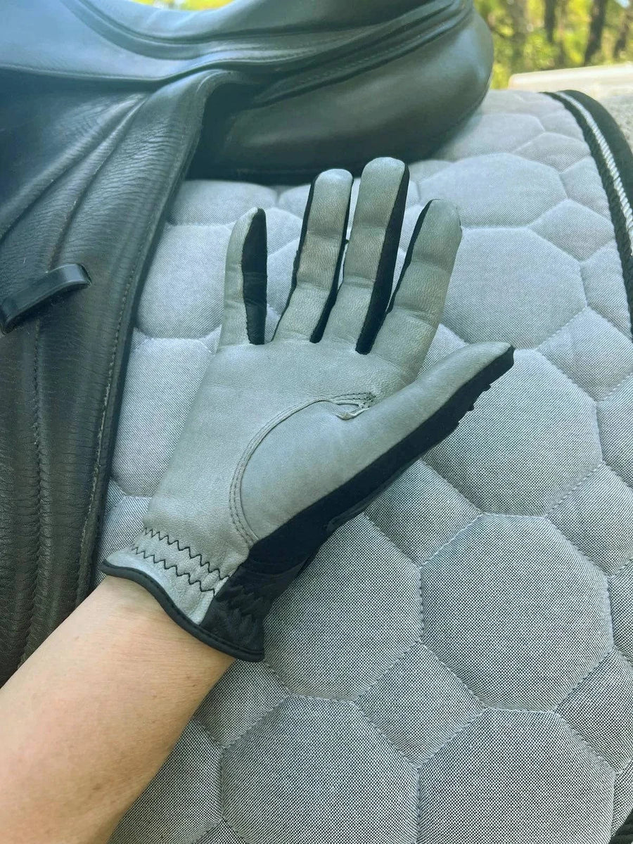 Correct Connect™ - Coppertech™️ Oil-Tac ™️ Leather Premium Riding Riding Glove - Black - Exceptional Equestrian