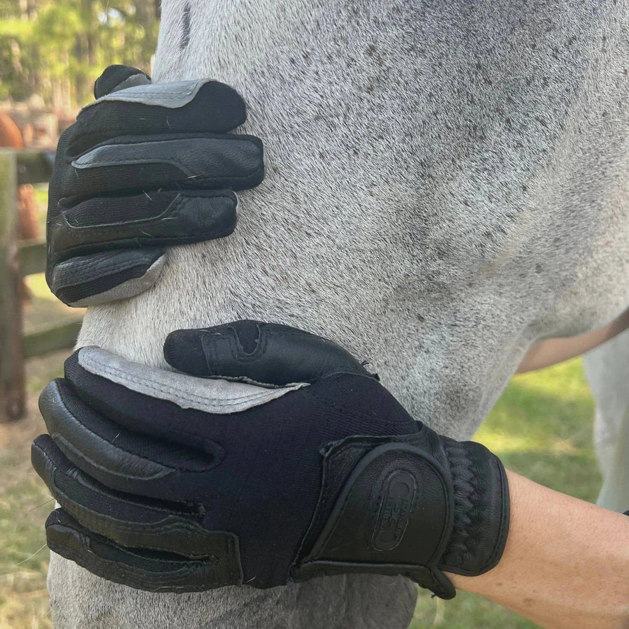 Correct Connect™ - Coppertech™️ Oil-Tac ™️ Leather Premium Riding Riding Glove - Black - Exceptional Equestrian