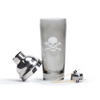 Two's Company Skull & Bones Hand-Etched Smoke Glass Cocktail Shaker with 20 White Skull Cocktail Picks