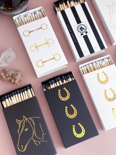 Stable Style - Black Oversized Horseshoe Matches with Gold Foil