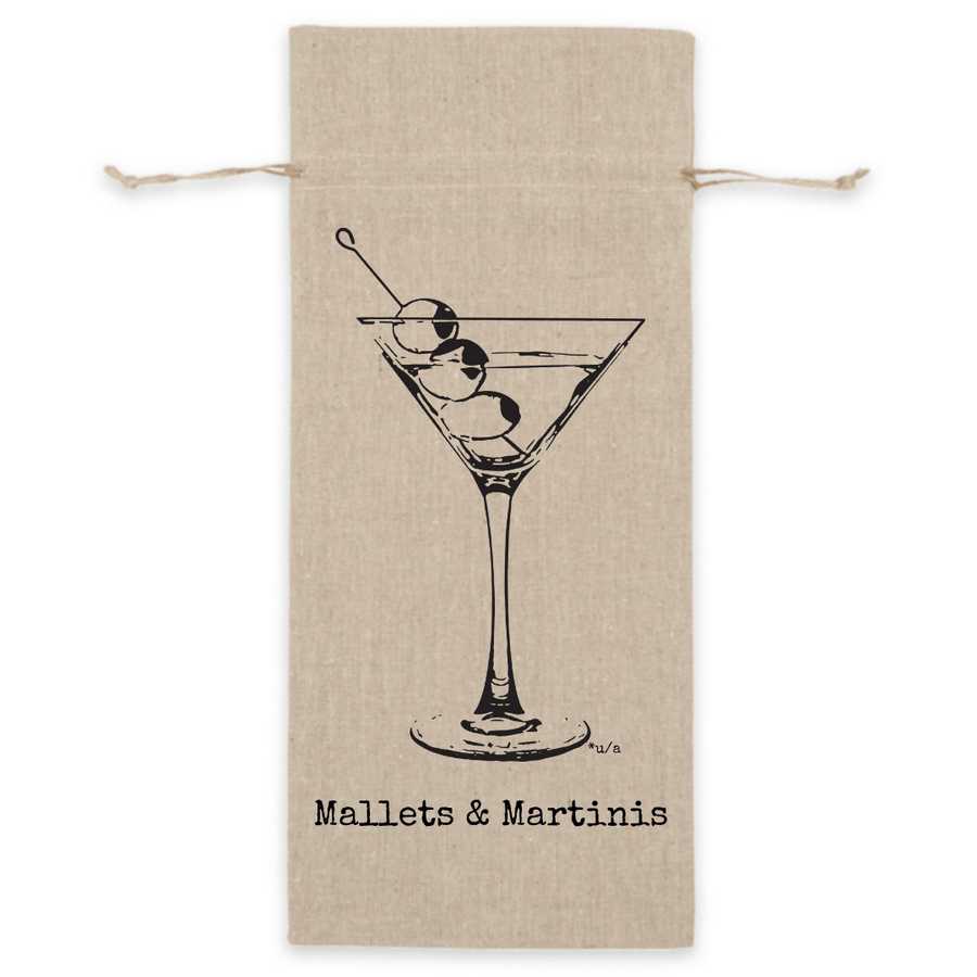 un.sus.tain.a.ble apparel - Linen Wine Bag - Mallets & Martinis