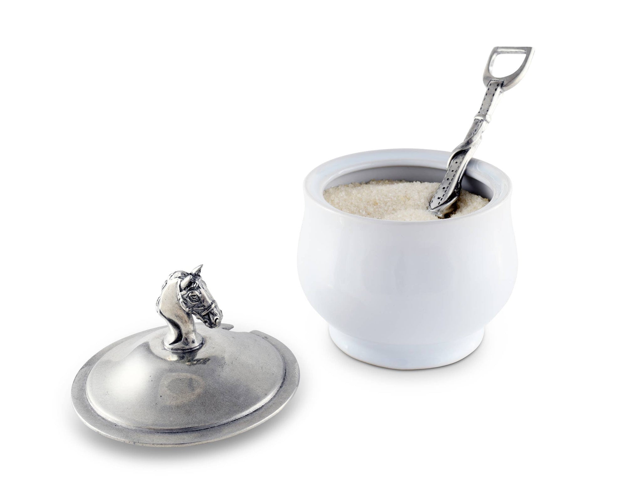 Vagabond House - Equestrian Sugar Bowl and Spoon - Exceptional Equestrian
