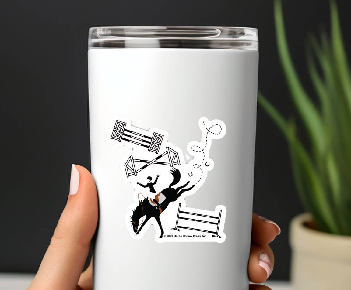 Horse Hollow Press - 3" Tumbler Horse Sticker / Off Course Bucking / WATERPROOF