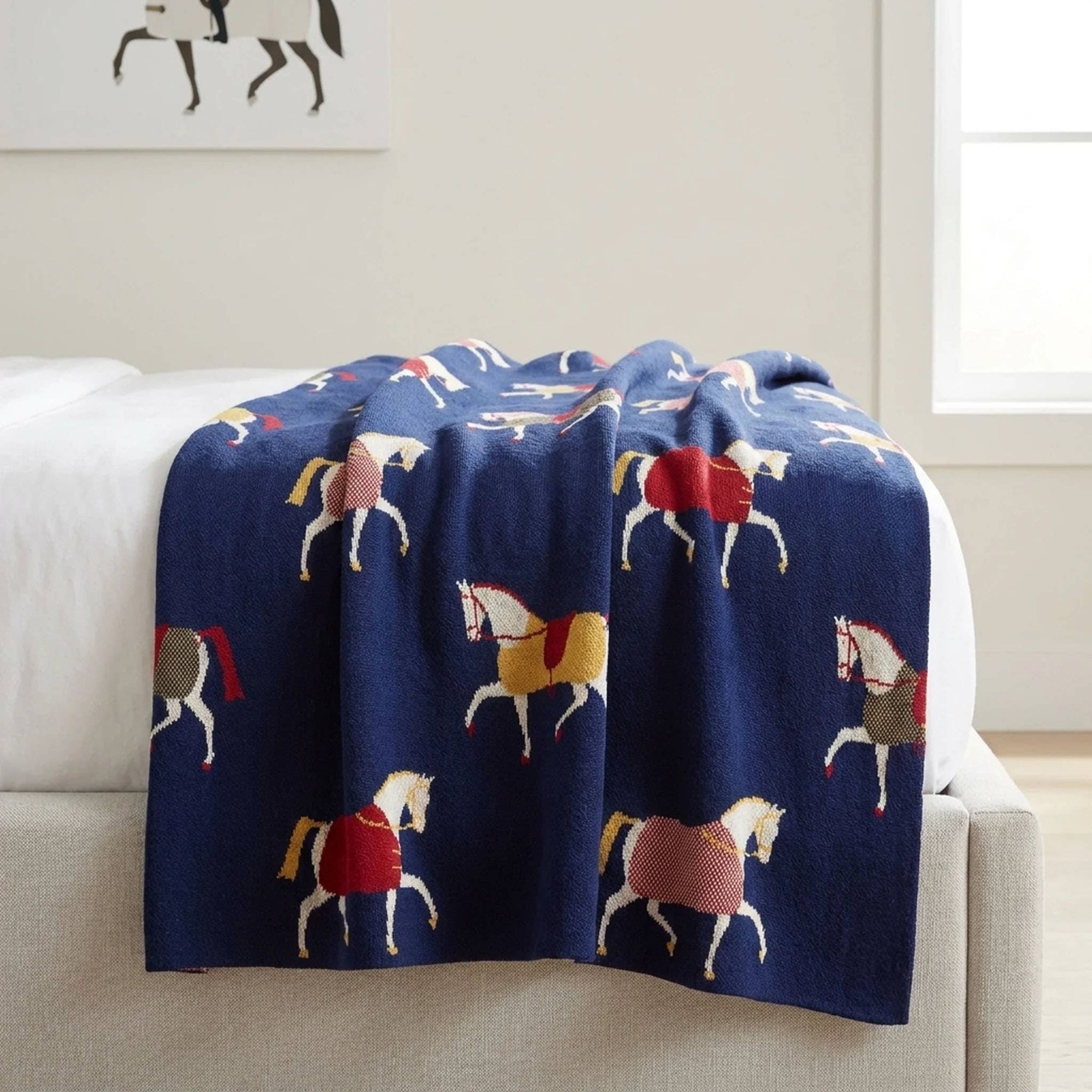 In2Green - Equestrian Cavalcade - Cotton Sustainable Knit Traditional Throw Blanket