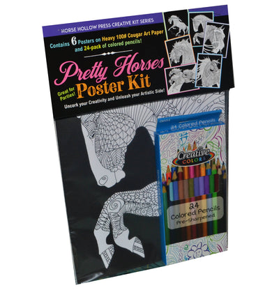 Horse Hollow Press - Pretty Horses Coloring Kit w/ 24-Colored Pencils - Exceptional Equestrian