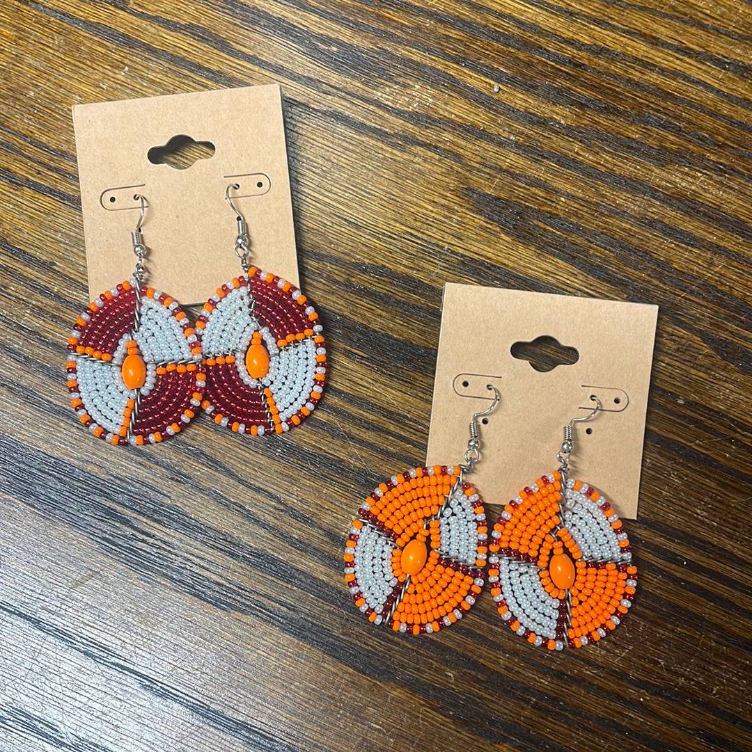 Earrings in Peacock Orange and Reds - Exceptional Equestrian