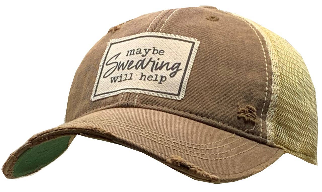 Vintage Life - Maybe Swearing Will Help Distressed Trucker Hat Baseball Cap