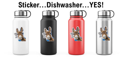 Horse Hollow Press - 3" Tumbler Donkey Sticker / Make Me Happy /WATERPROOF