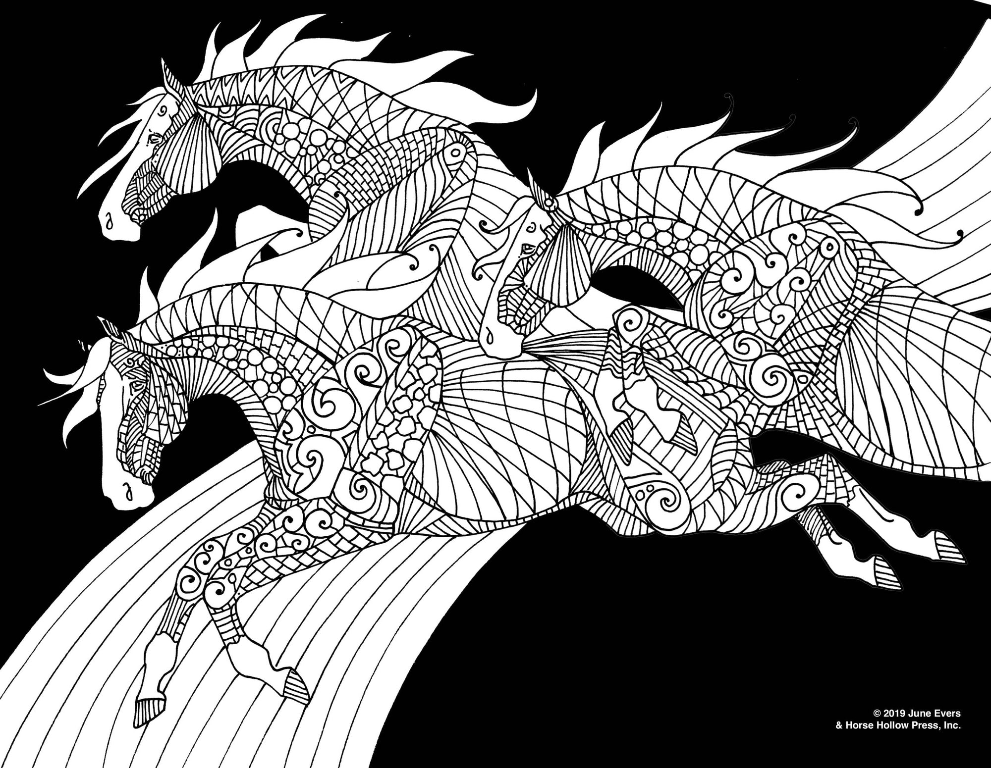 Horse Hollow Press - Pretty Horses Coloring Kit w/ 24-Colored Pencils - Exceptional Equestrian