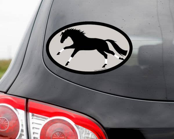 Horse Hollow Press - Oval Equestrian Horse Sticker: Galloping Horse - Exceptional Equestrian 