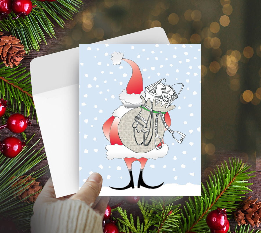 Horse Hollow Press - Horse Christmas Card / Santa's Bag / Holiday Greeting Card