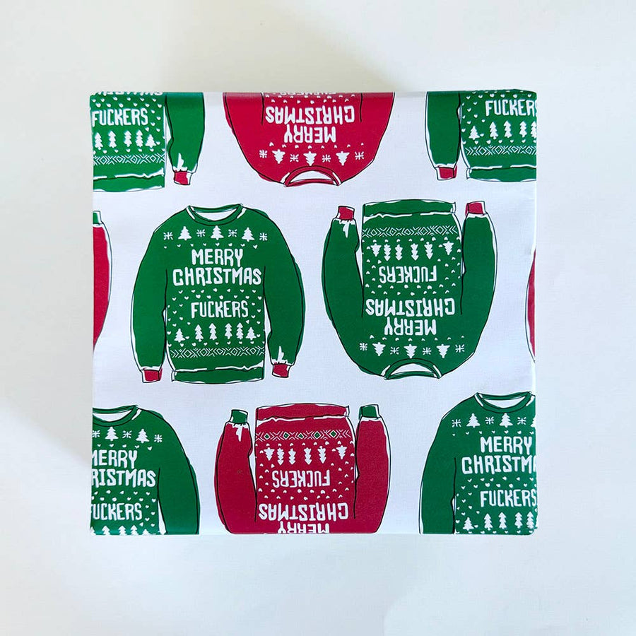 Steel Petal Press - Christmas Sweater Wrapping Paper - Roll of 3 Sheets
