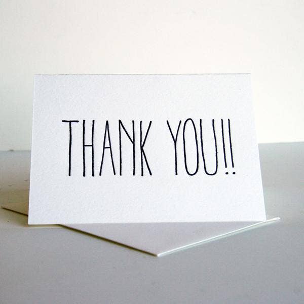 Steel Petal Press - Thank You!! - Letterpress Thank You Greeting Card