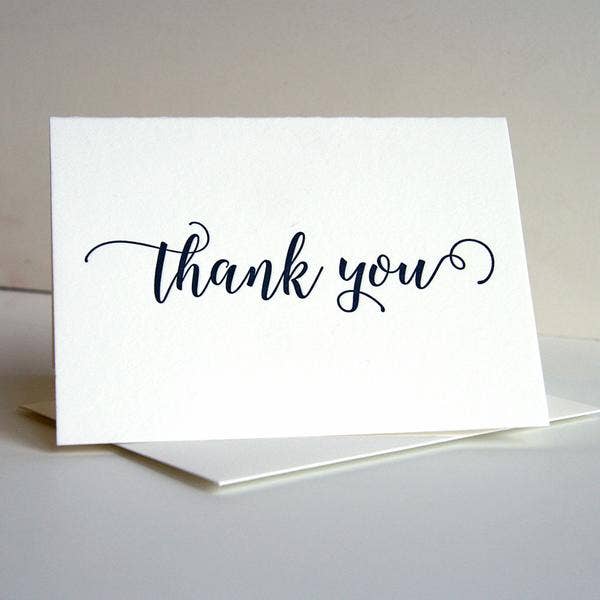 Steel Petal Press - Navy Thanks - Letterpress Thank You Greeting Card