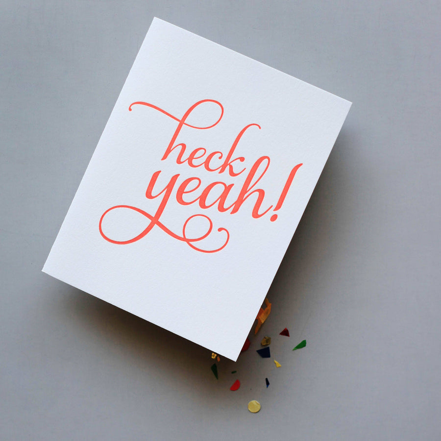 Steel Petal Press - Heck Yeah - Letterpress Congratulations Greeting Card
