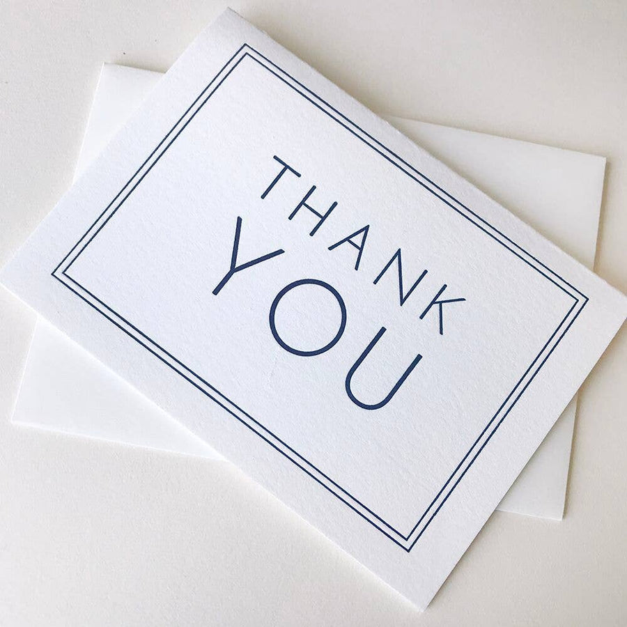 Steel Petal Press - Thank You Navy Frame - Letterpress Thank You Greeting Card