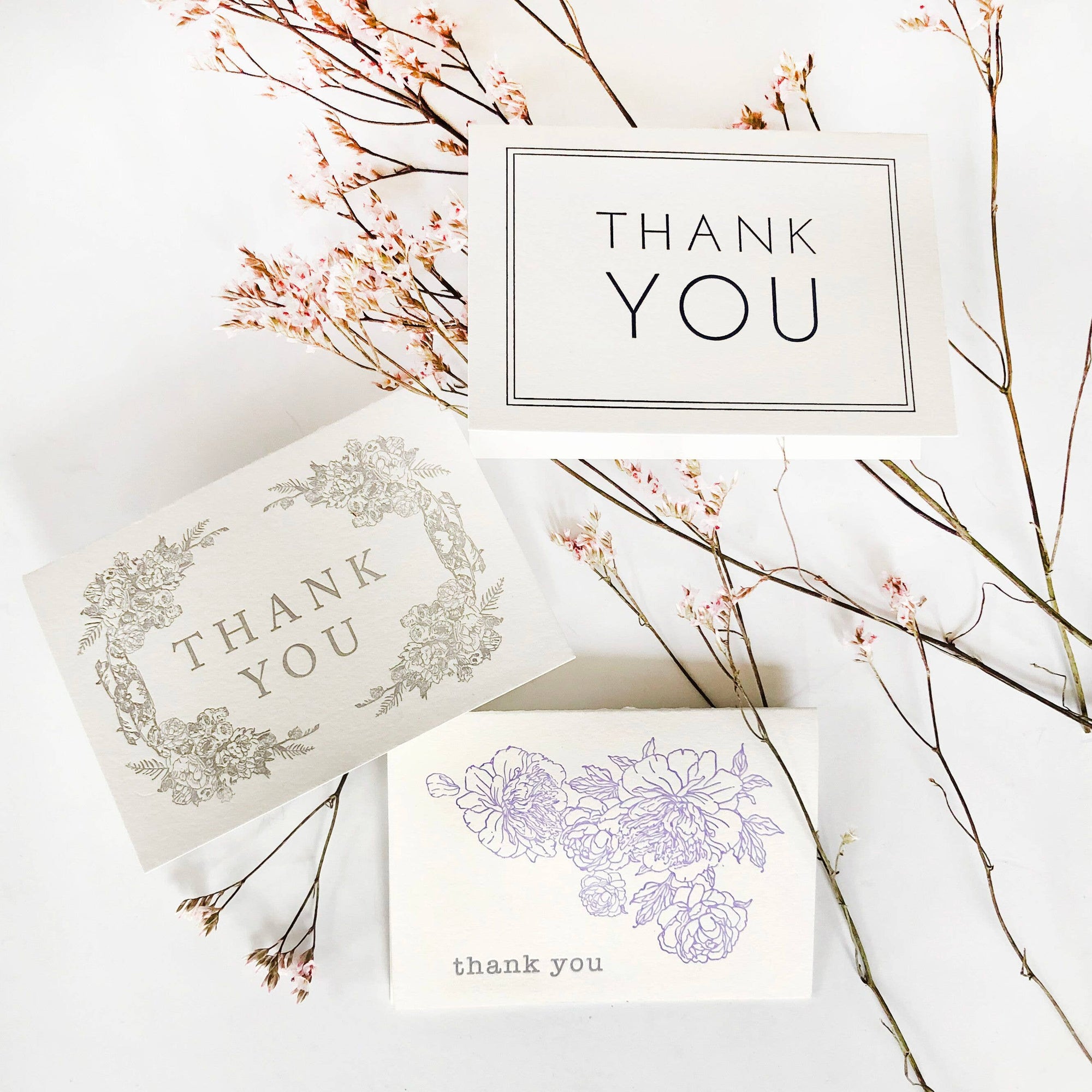 Steel Petal Press - Thank You Navy Frame - Letterpress Thank You Greeting Card