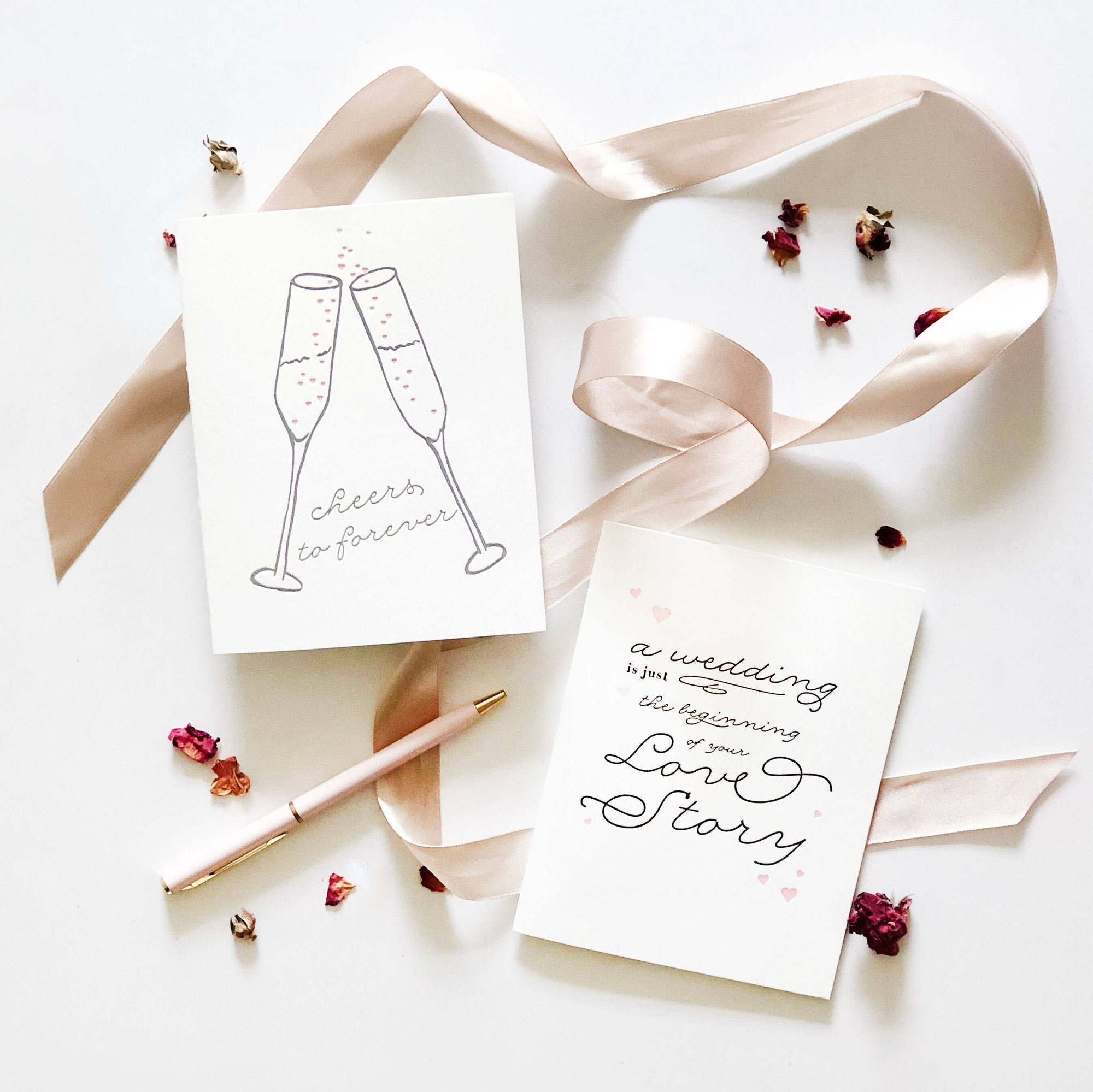 Steel Petal Press - Wedding Love Story - Letterpress Wedding Congrats EngagementCard