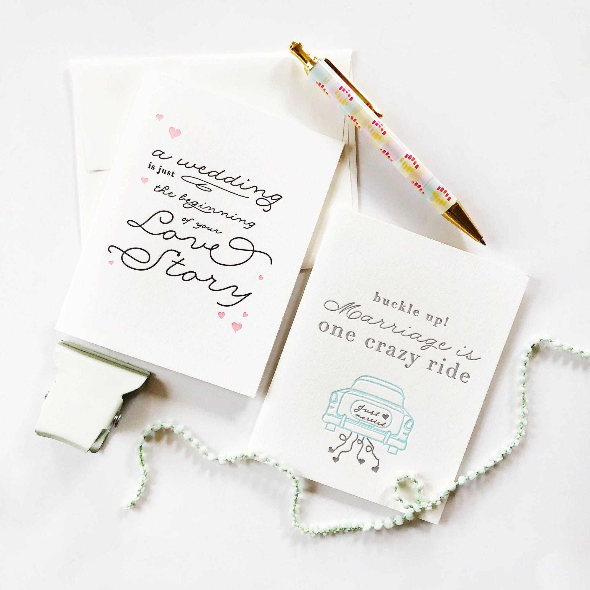 Steel Petal Press - Wedding Love Story - Letterpress Wedding Congrats EngagementCard