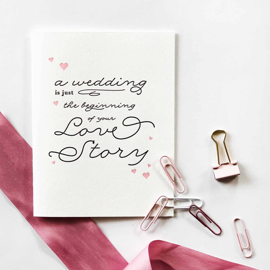 Steel Petal Press - Wedding Love Story - Letterpress Wedding Congrats EngagementCard