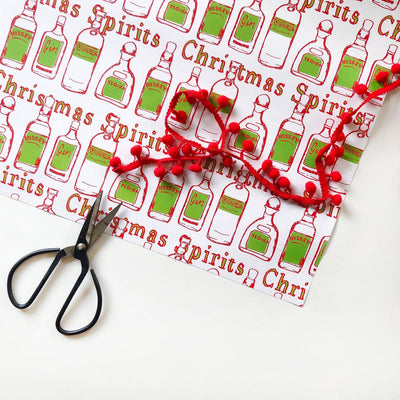Steel Petal Press - Christmas Spirits Gift Wrapping Paper - Roll of 3 Sheets