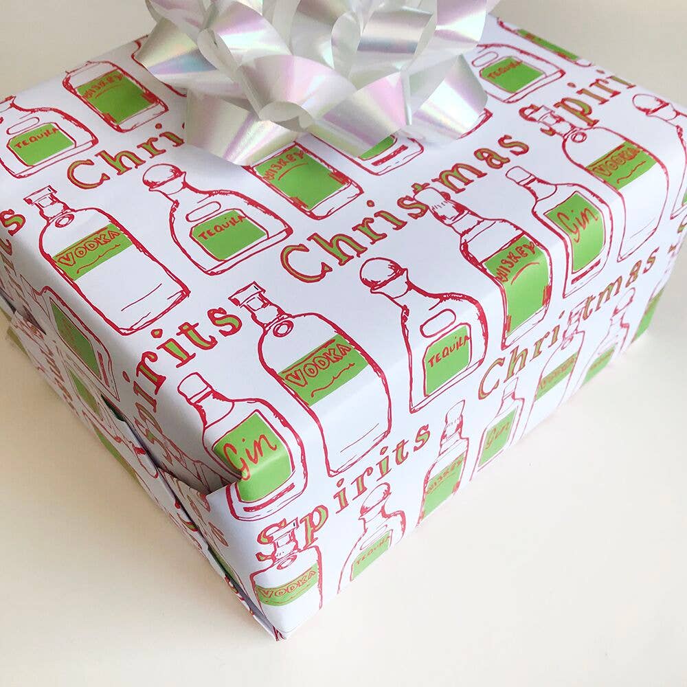 Steel Petal Press - Christmas Spirits Gift Wrapping Paper - Roll of 3 Sheets