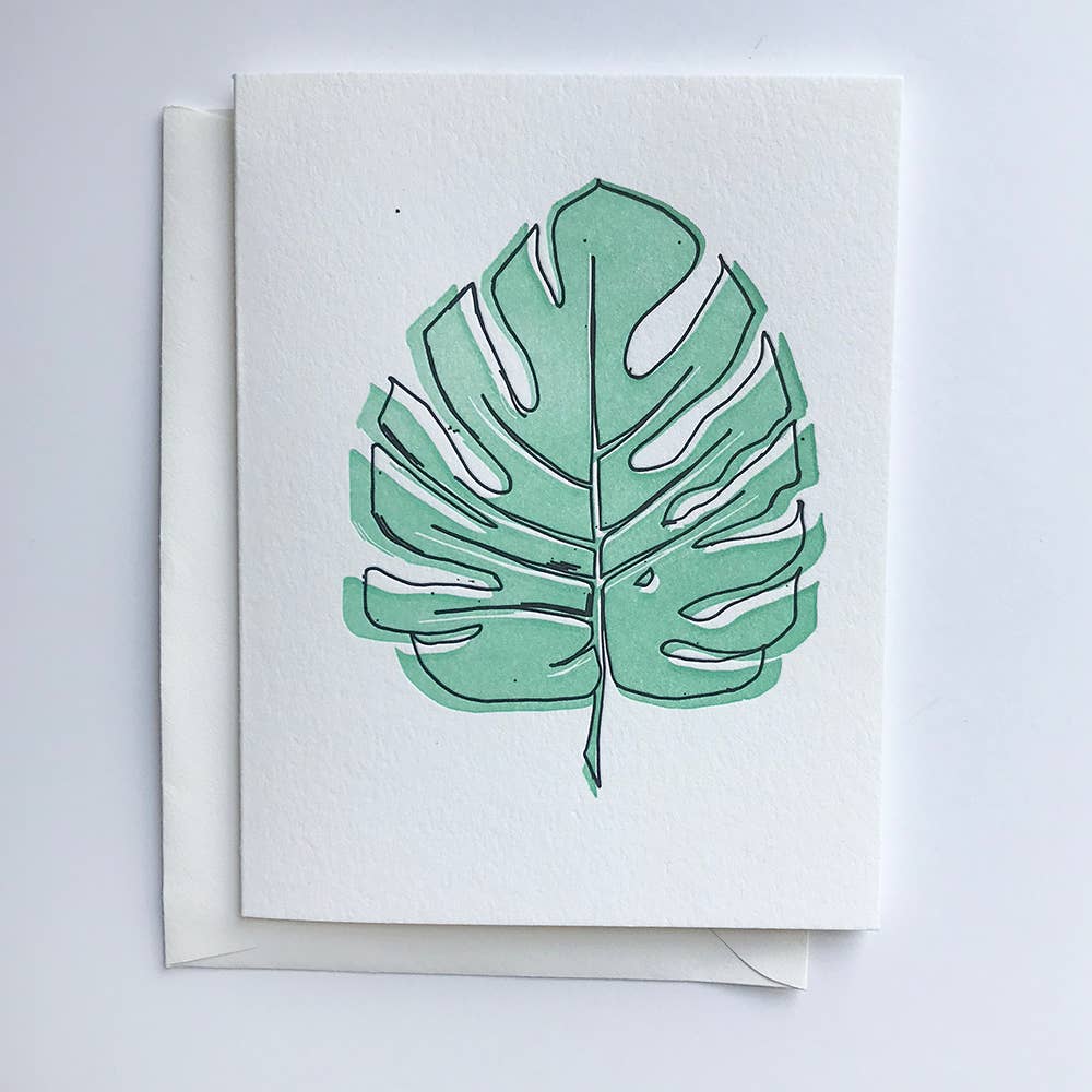 Steel Petal Press - Monstera - Letterpress Thank You Greeting Card