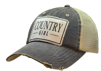 Vintage Life - Country Girl Distressed Trucker Hat Baseball Cap - Exceptional Equestrian