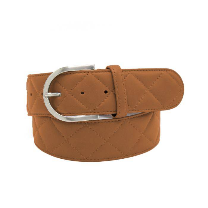 Tailored Sportsman Quilted C Belts -  Caramel - Exceptional Equestrian
