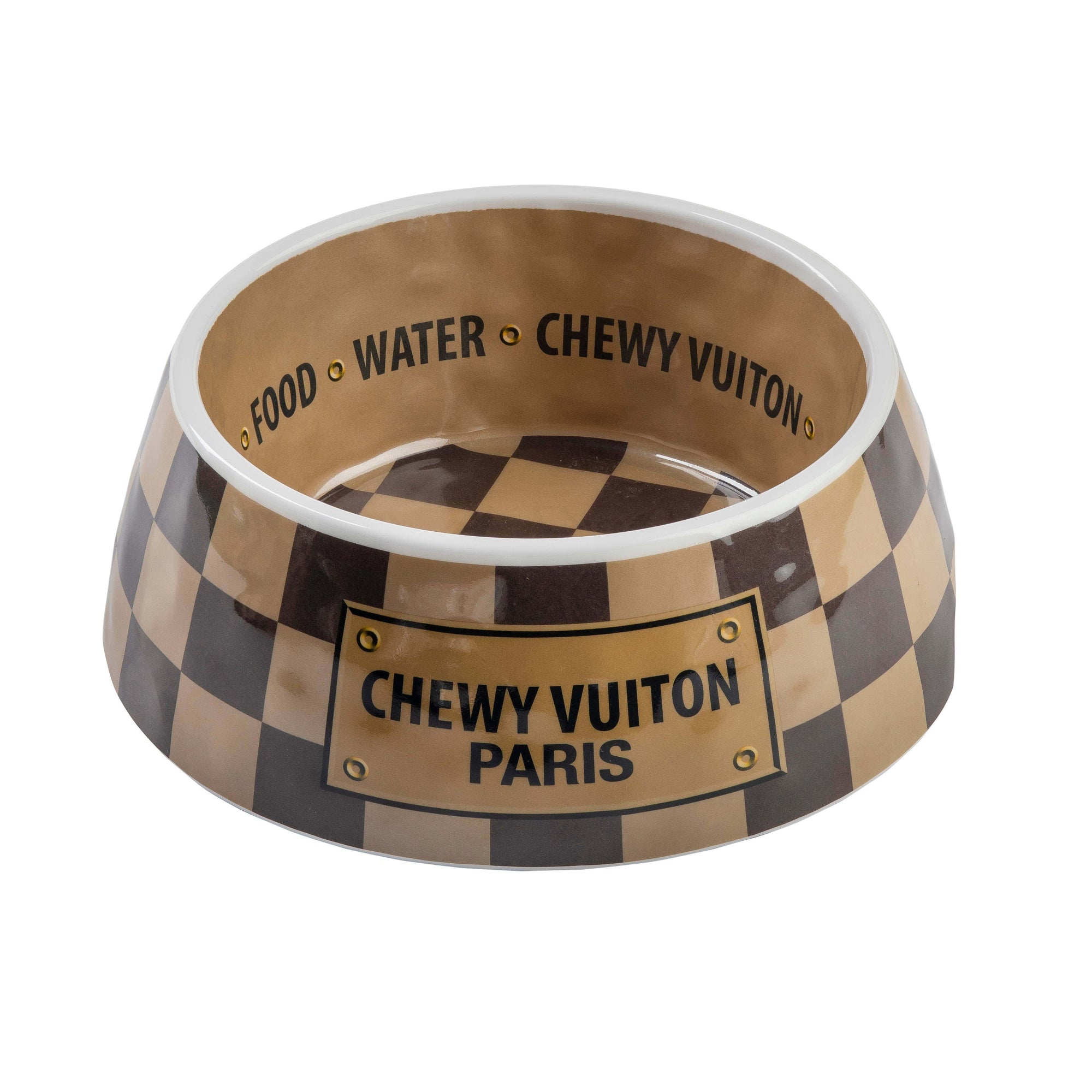 Haute Diggity Dog - Checker Chewy Vuiton Bowl - 3 Sizes!! Dog Bowls - Exceptional Equestrian