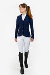 Neptune Blue Freejump Women's Show Jacket with dragonfly emblem on right shoulder.