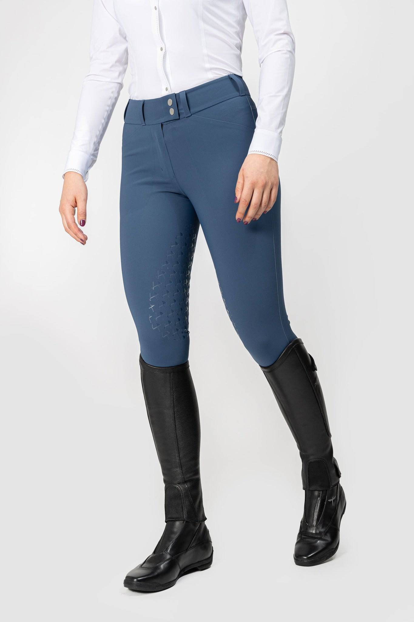 Neptune Blue Freejump Women's Breeches with silicone “Griptec” technology on inside leg