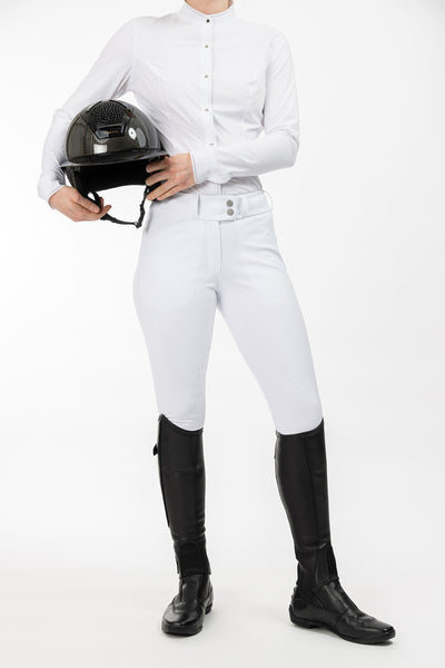 White Freejump Women's Breeches with silicone “Griptec” technology on inside leg