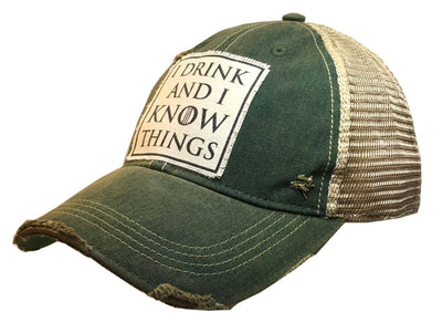 Vintage Life - I Drink And I Know Things Distressed Trucker Cap Cap - Exceptional Equestrian