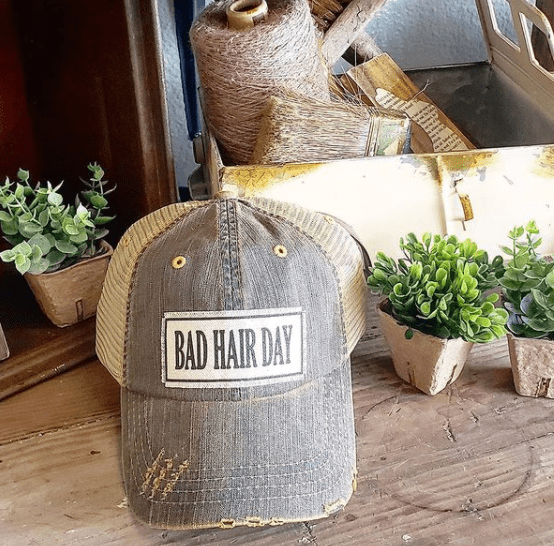 Vintage Life - Bad Hair Day Distressed Trucker Hat Baseball Cap - Exceptional Equestrian 