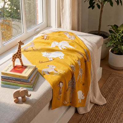 In2Green - Baby Safari  - Cotton Sustainable Knit Animal Blanket