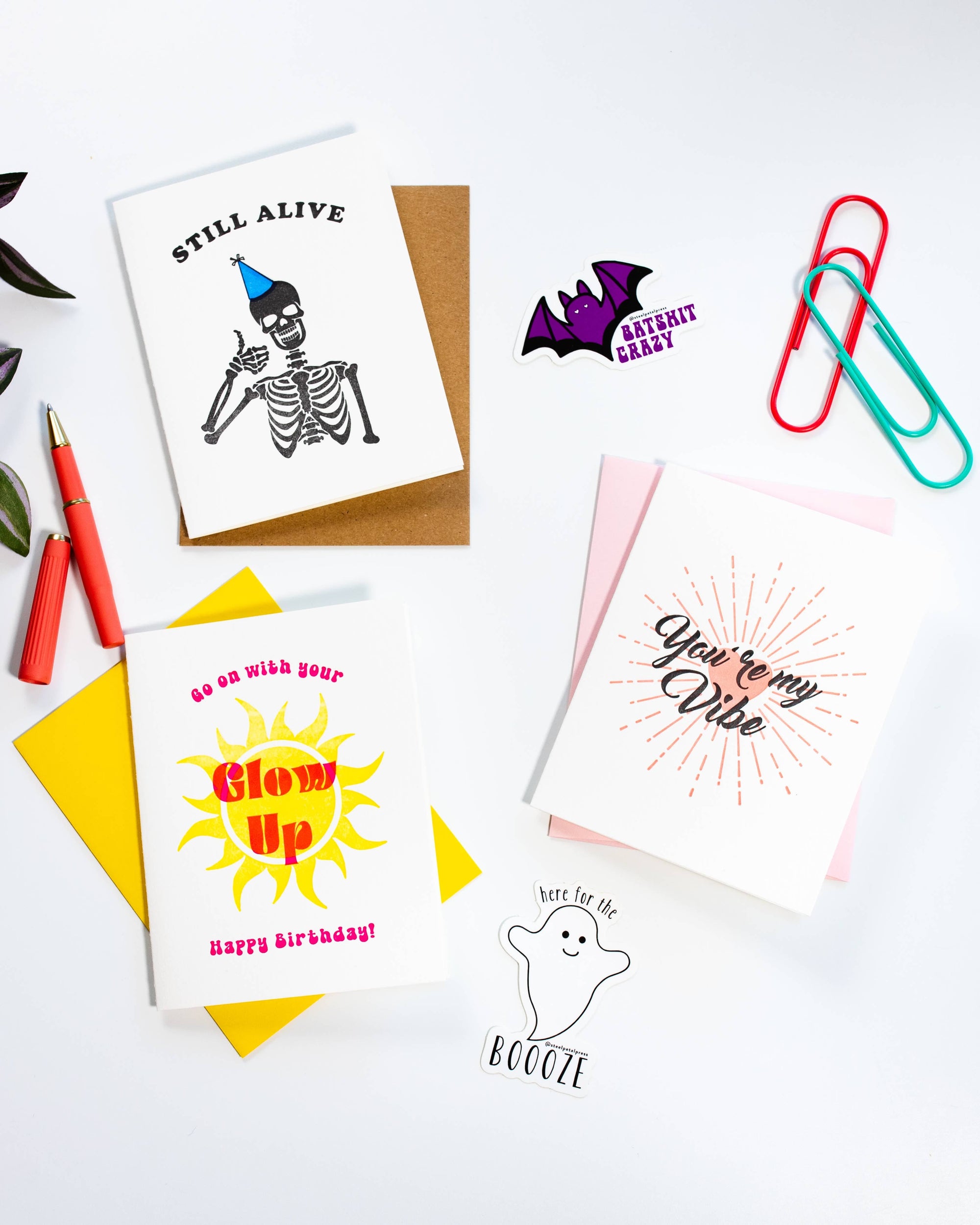 Steel Petal Press - Still Alive - Ironic Skeleton Letterpress Birthday Card