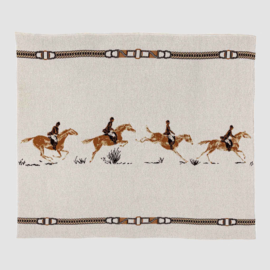 In2Green - Equestrian Full Gallop - Cotton Sustainable Knit Traditional Throw Blanket