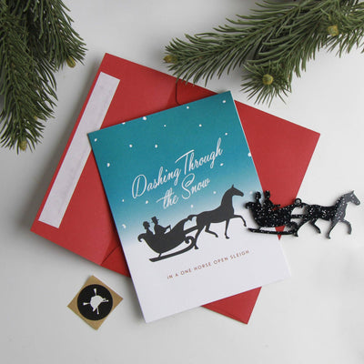 Hunt Seat Paper Co. - Dashing - Equestrian Horse Christmas Ornament Greeting Card - Exceptional Equestrian