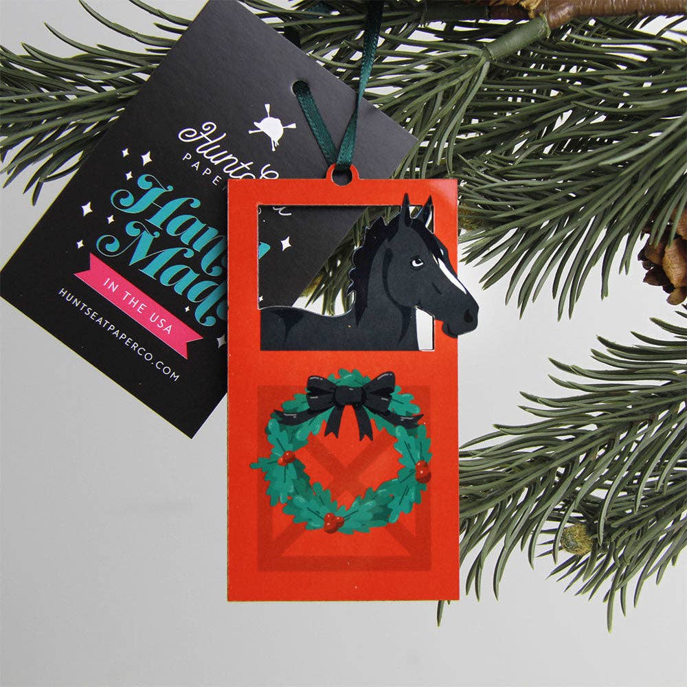 Hunt Seat Paper Co. - Black Horse Barn Door Ornament