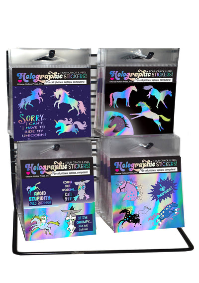 Horse Hollow Press - Holographic Horses Sticker Sheet - 4 peel-off stickers - Exceptional Equestrian